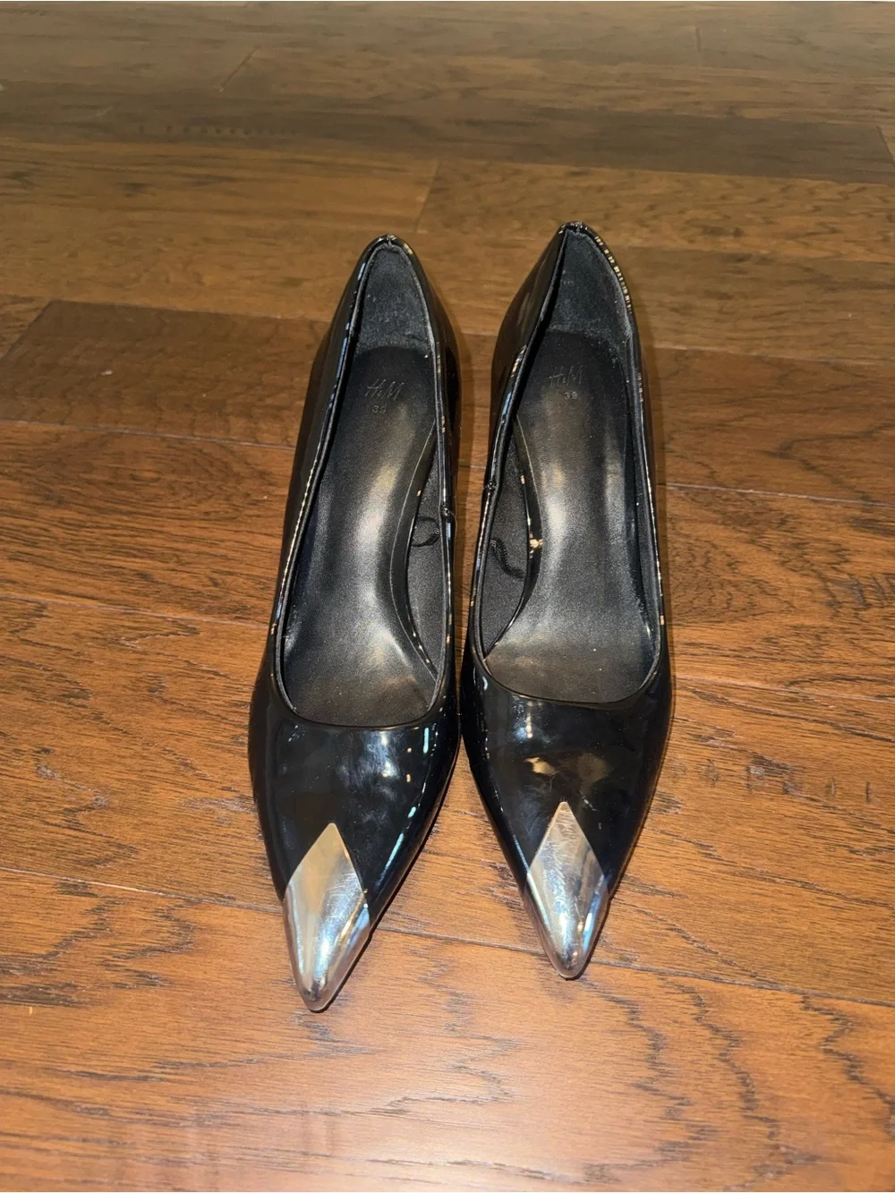 H&M Black Pumps with Silver Pointed Cap